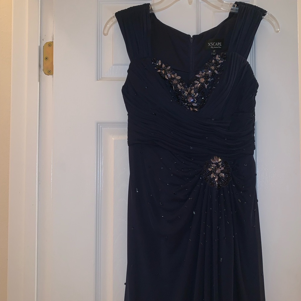 NAVY JEWELED EVENING/FORMAL DRESS